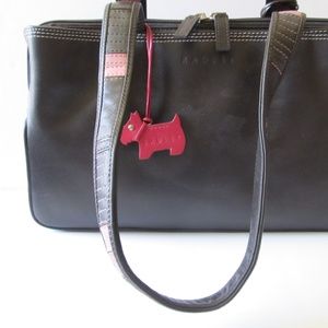 Beautiful NWT Leather Radley London Chocolate with Pink Accents Zippered Handbag